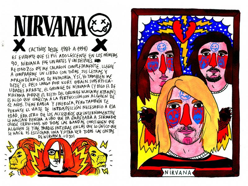 Páginas del libro de Ricardo Cavolo dedicadas al grupo Nirvana