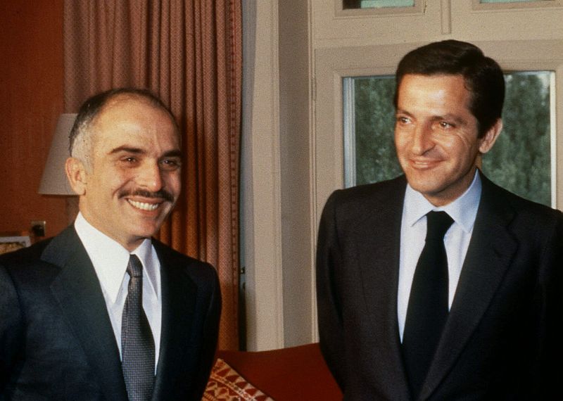 Adolfo Suárez con el rey Hussein de Jordania, de visita oficial en febrero de 1980.