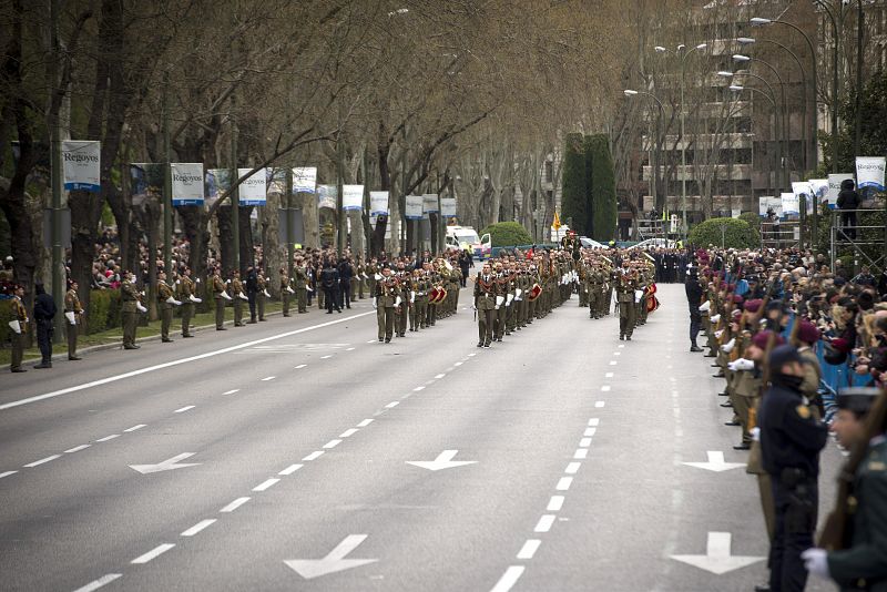 Imagen de los militares que han participado en el cortejo fúnebre, en el que han estado presentes los tres ejércitos y la Guardia Civil.