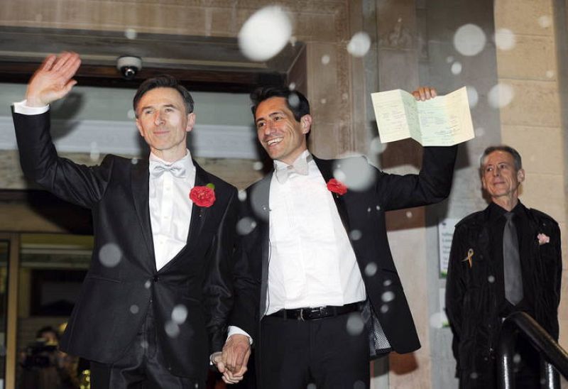 One of the first same sex marriage ceremony takes place in the UK