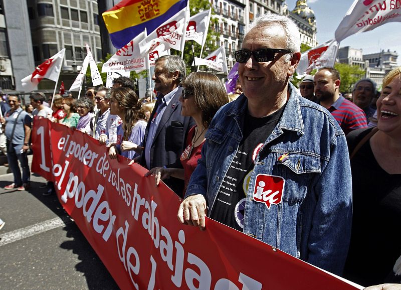 El coordinador federal de IU, Cayo Lara, ha estado presente en la manifestación convocada en Madrid, al igual que el candidato a las elecciones europeas Willy Meyer.