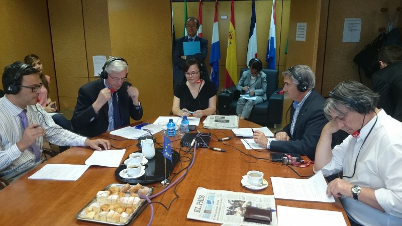 Entrevista de 'Europa abierta' al comisario europeo de Mercado Interior, Michel Barnier, en la sede de las Instituciones Europeras en Madrid.