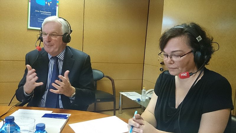 Entrevista de 'Europa abierta' al comisario europeo de Mercado Interior, Michel Barnier, en la sede de las Instituciones Europeras en Madrid.