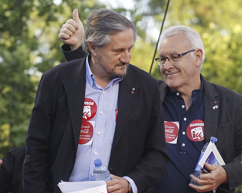 Cayo Lara acompañó a Willy Meyer en el cierre de campaña de IU en Madrid.