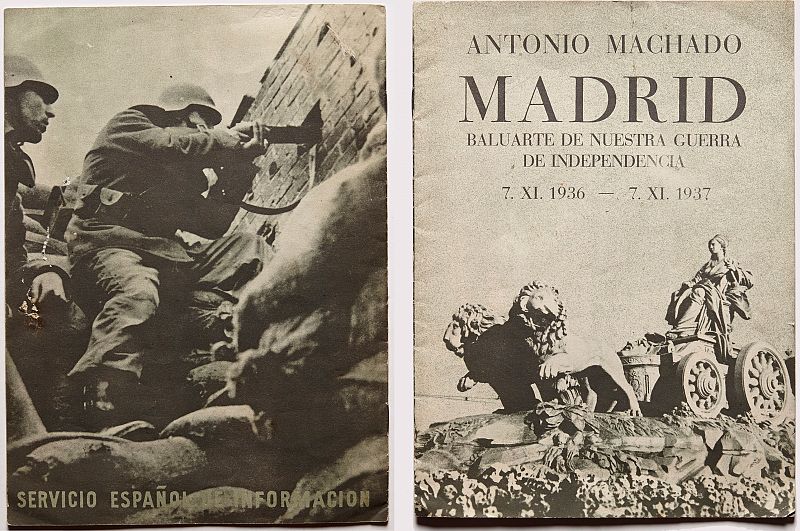 Joaquín Cortés/Román Llorés (fotografía) y Antonio Machado (texto). Madrid, baluarte de nuestra guerra de independencia. Valencia: Servicio Español de Información, 1937
