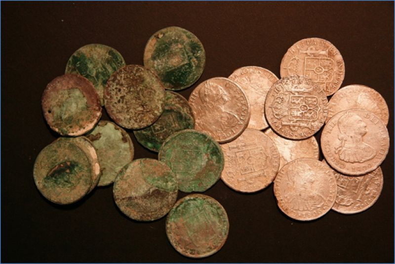 Monedas restauradas del tesoro de "La Mercedes"