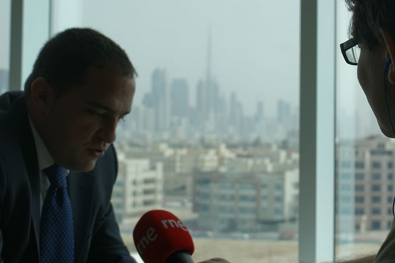 Grabando con Rodrigo Molina en la séptima planta del Meliá Dubai