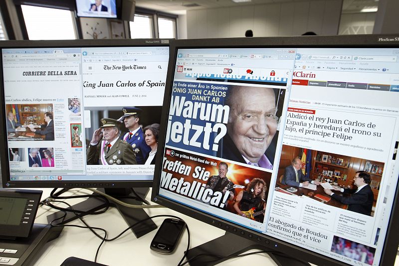 Las portadas de varios medios internacionales anuncian la abdicación del rey Juan Carlos