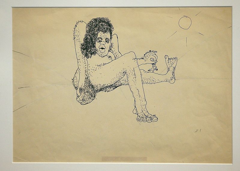 Dibujo realizado por John Lennon mostrado por la casa de subastas Sotheby's