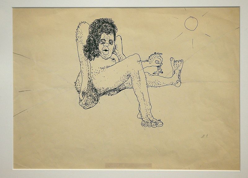 Dibujo realizado por John Lennon mostrado por la casa de subastas Sotheby's