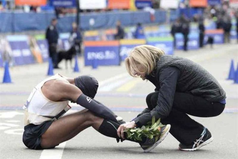 Un atleta extenuado en el maratón de Nueva York