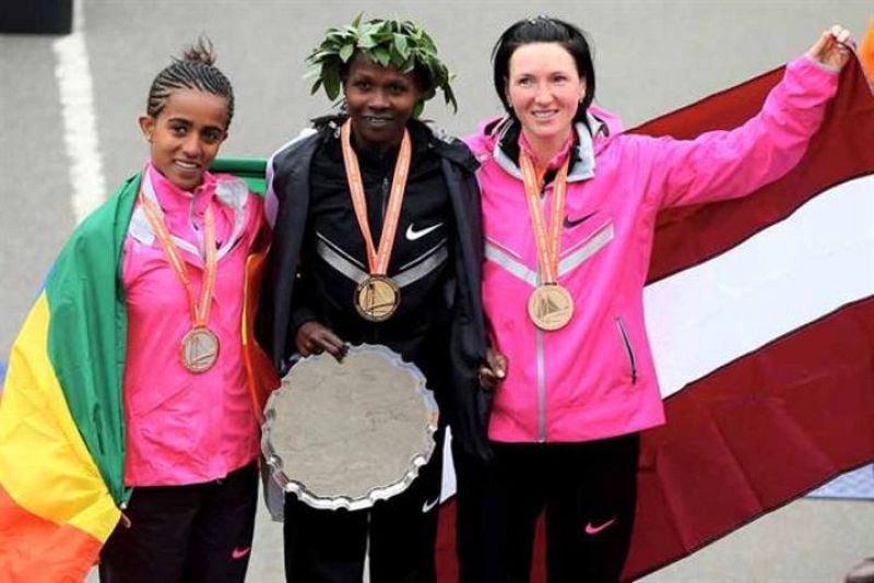 Podio femenino del maratón de Nueva York 2013
