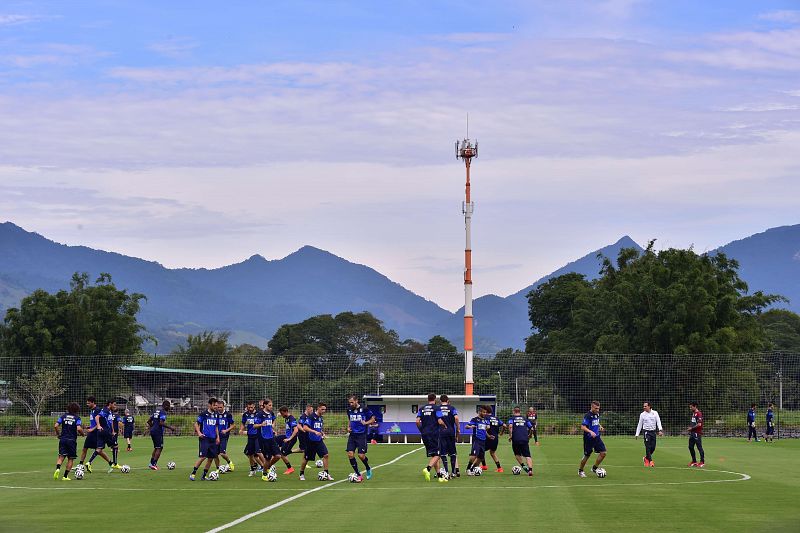 La selección italiana, durante un entrenamiento.