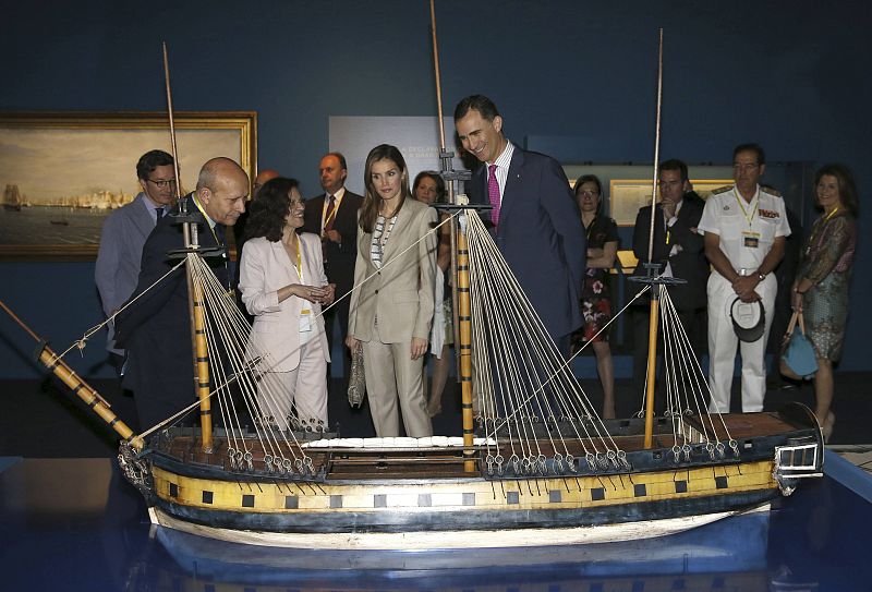 Los Principes de Asturias, en la inauguración de la exposición "El último viaje de la fragata Nuestra Señora de las Mercedes"