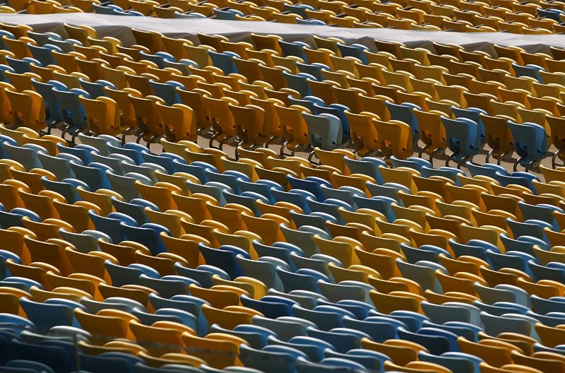 Las butacas de Maracaná, con los colres de la equipación de la selección brasileña, azul y amarilo.