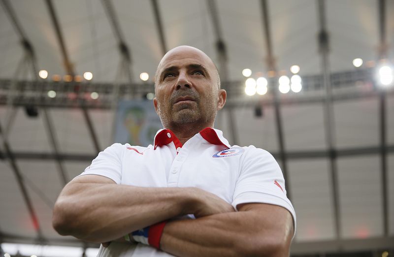 El entrenador de la selección chilena Jorge Sampaoli, durante el partido España-Chile.