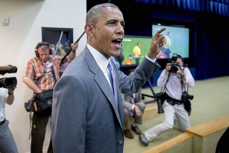 El presidente estadounidense, Barack Obama, también ha seguido el partido entre Bélgica y Estados Unidos en  Washington.