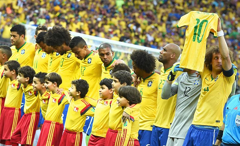 El conjunto brasileño antes de que comenzase el partido.