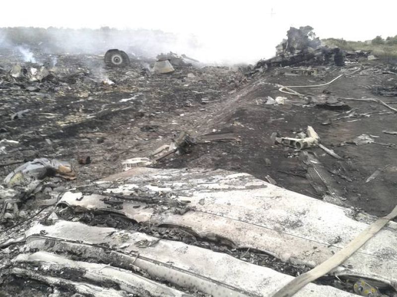A general view shows the site of a Malaysia Airlines Boeing 777 plane crash in the settlement of Grabovo in the Donetsk region