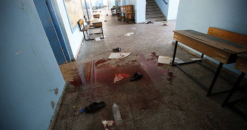 Pasillo de la escuela después de la ofensiva