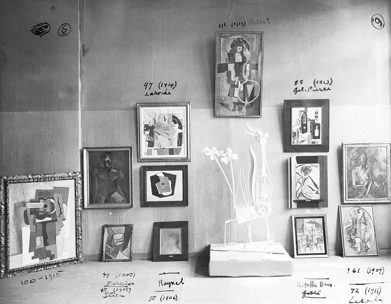 Fotografía anotada de "Vaso, guitarra y botella" (1932)