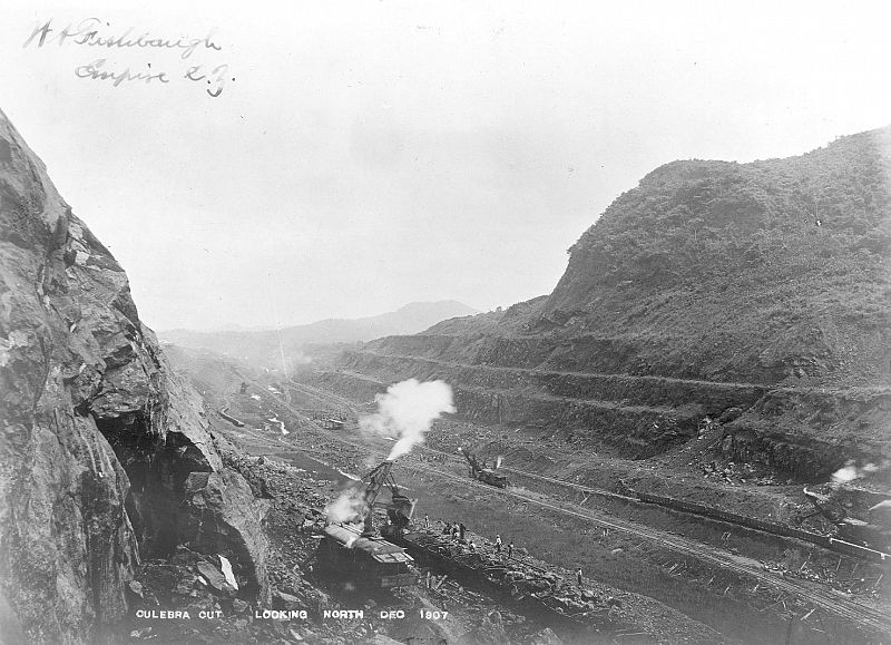 Trabajos de excavación en el Corte Culebra (Diciembre de 1907)