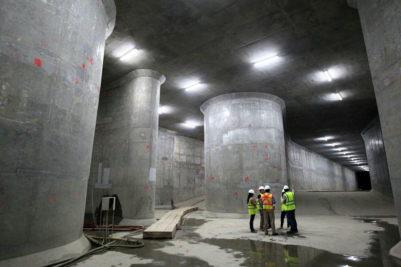 Bóvedas de intercambio de agua de las nuevas esclusas que componen la ampliación del Canal en el sector pacífico