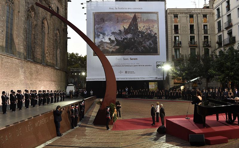 La plaza de Fossar de les Moreres, escenario de la ofrenda floral