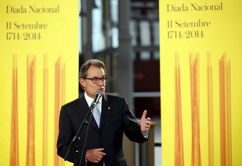 El presidente de Cataluña, Artur Mas, durante la rueda de prensa que ha ofrecido tras el concierto.