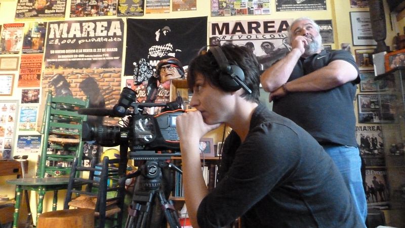 Haciendo un poco el ganso en el local de ensayo de Kutxi de 'Marea'