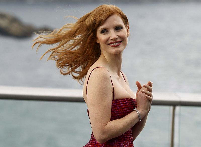 La actriz Jessica Chastain posa tras presentar su película "The disappearance of Eleanor Rigby"