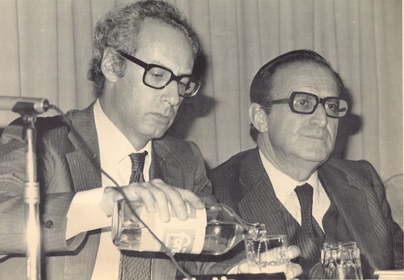 Miguel Boyer con el economista Enrique Fuentes Quintana