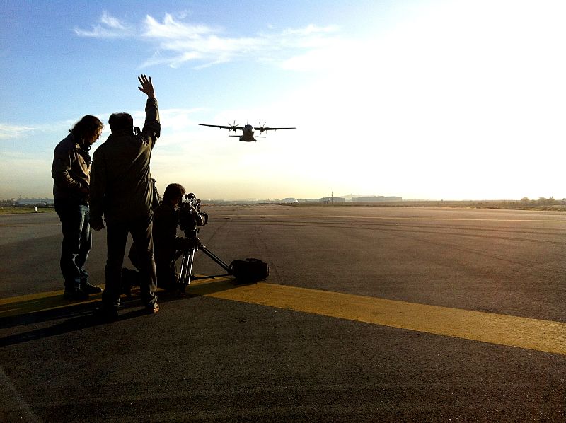 Un C-295, de transporte, despega en la base de Getafe (Madrid).