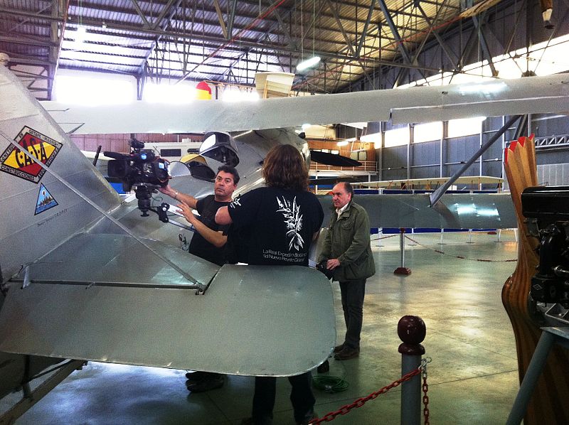Rodando el Jesús del Gran Poder en el Museo del Aire en la base de Cuatro Vientos.
