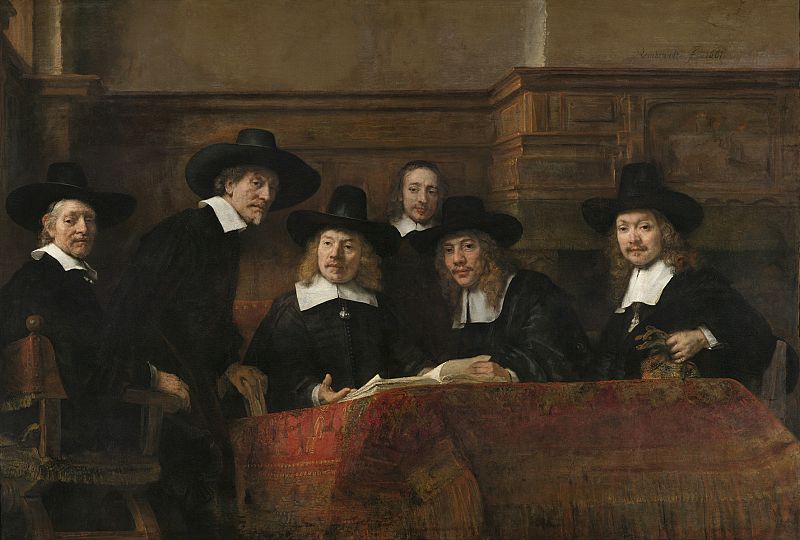 Rembrandt, "Los síndicos del gremio de pañeros de Amsterdam", (1662)