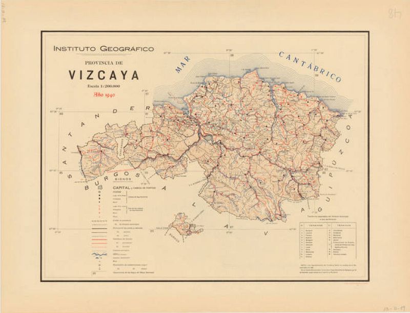  Mapa de Bilbao, en la provincia de Vizcaya, de 1940.