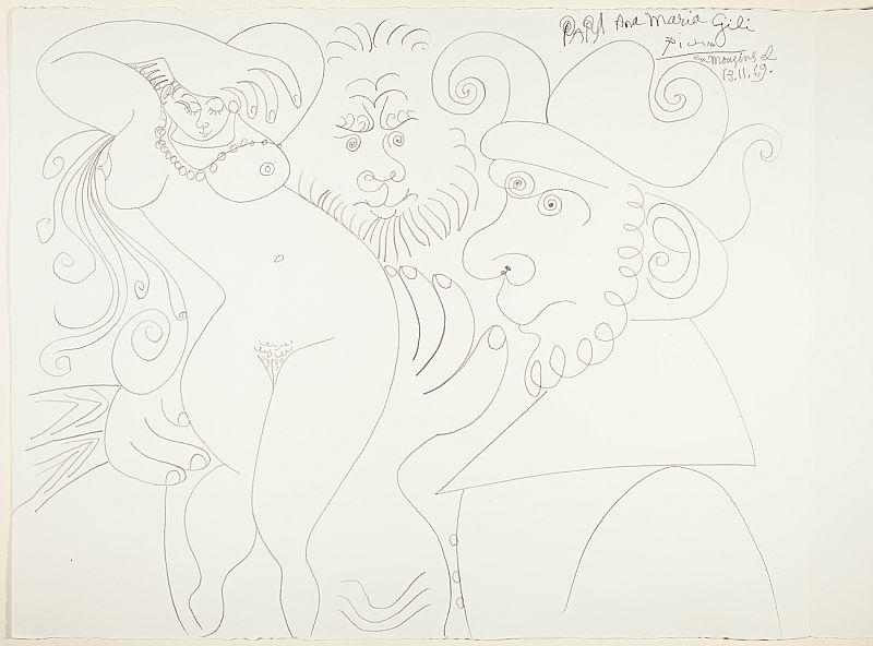 Pablo Picasso "Mujer con bufón y hombre con barba" (1969)