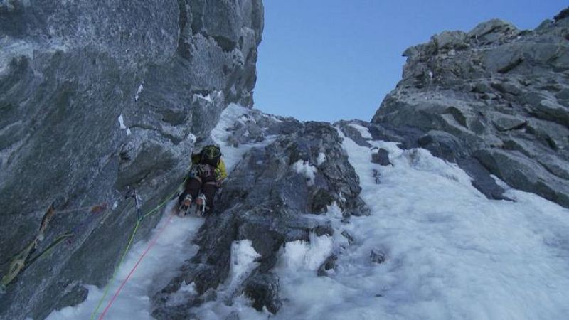   El escalador Patrick Gabarrou, durante la parte más vertical de la ruta