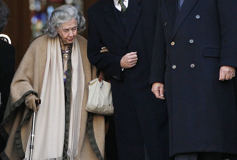 File photo shows Belgium's Queen Fabiola leaving a Te Deum mass on King's Day at the Saint-Gudule cathedral in Brussels