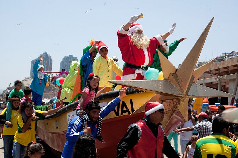 Celebración navideña en Valparaíso, Chile