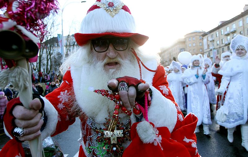 Desfile navideño en Minsk, capital de Bielorrusia