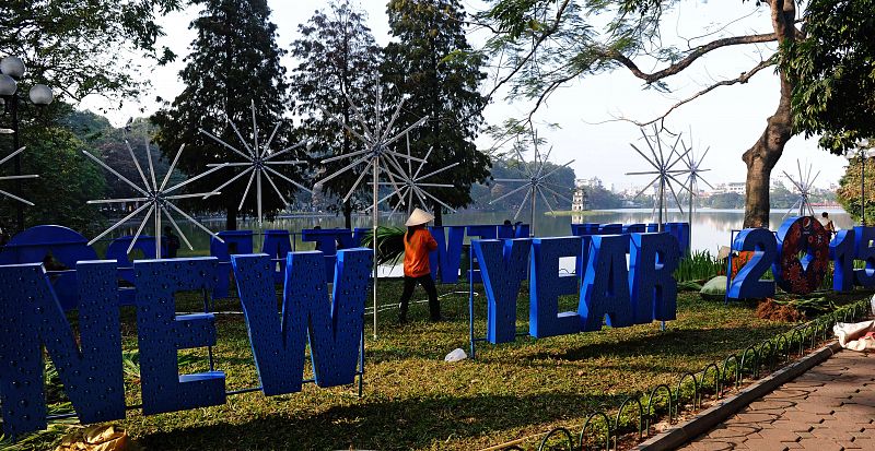 En Hanoi, la capital de Vietnam, también se están preparando para recibir 2015.