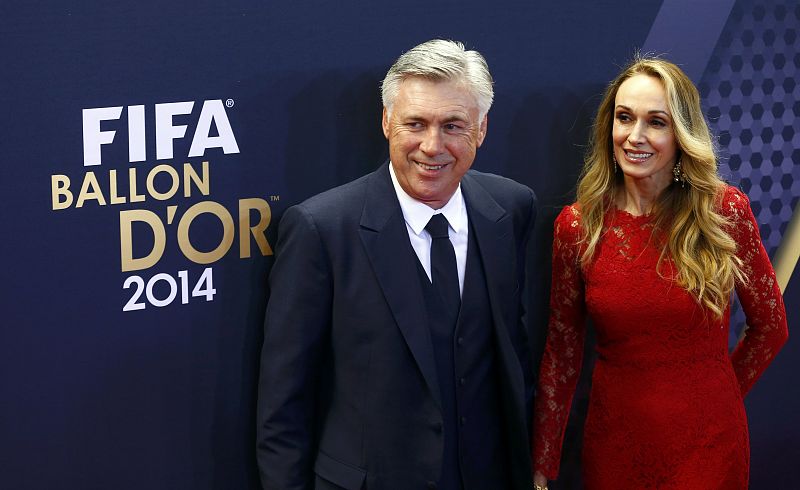 Coach Ancelotti of Italy arrives with wife McClay for the FIFA Ballon d'Or 2014 soccer awards ceremony at the Kongresshaus in Zurich