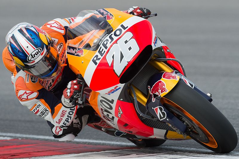 El español Dani Pedrosa rueda en los entrenamientos de Sepang