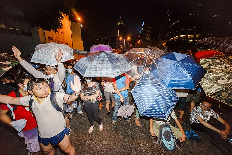 Manifestantes durante las protestas prodemocráticas en Hong Kong en septiembre de 2014.