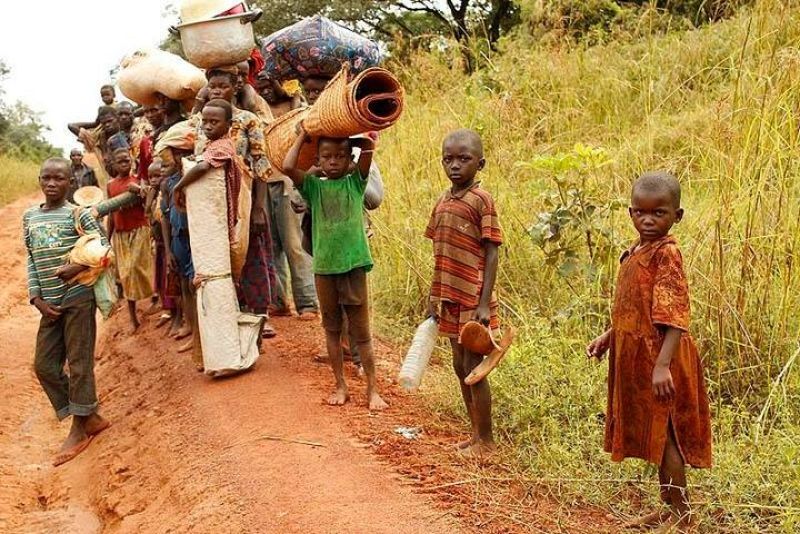 Familias desplazadas por los conflictos en República Centroafricana.