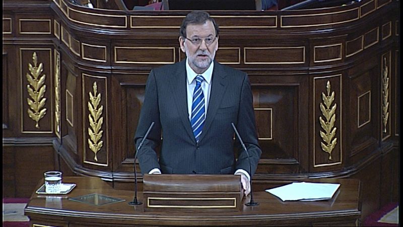 El presidente del Gobierno, Mariano Rajoy, al comienzo de su intervención en el debate