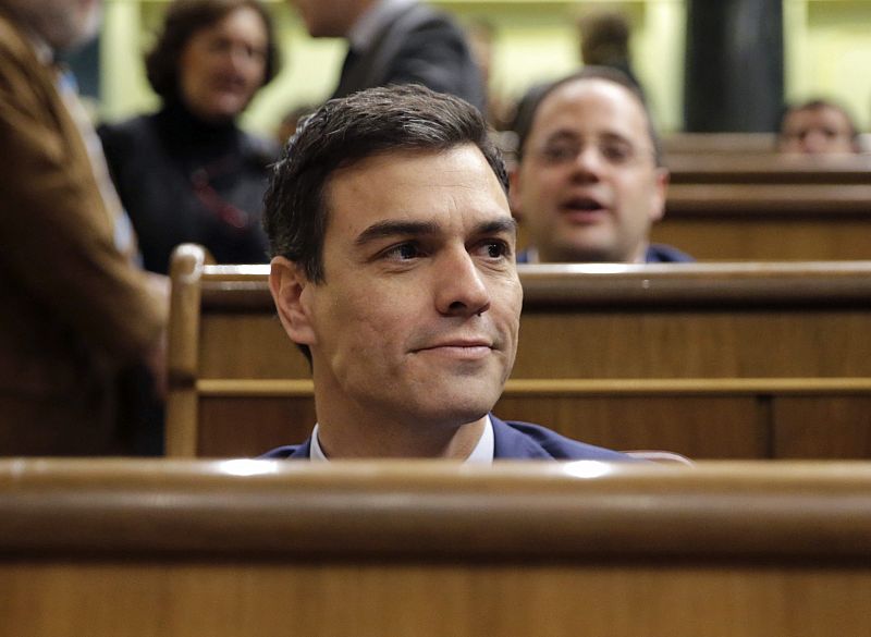 El líder del PSOE, Pedro Sánchez, que se estrena en este debate del estado de la nación