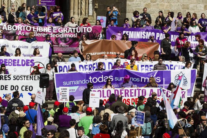 Manifestación con motivo del Día Internacional de la Mujer en Santiago. 