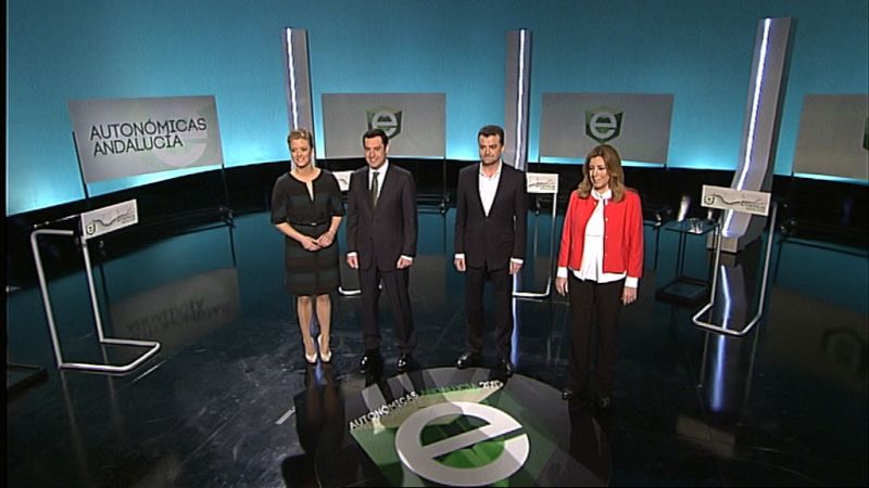 María Casado con Juan Manuel Moreno, Antonio Maíllo y Susana Díaz